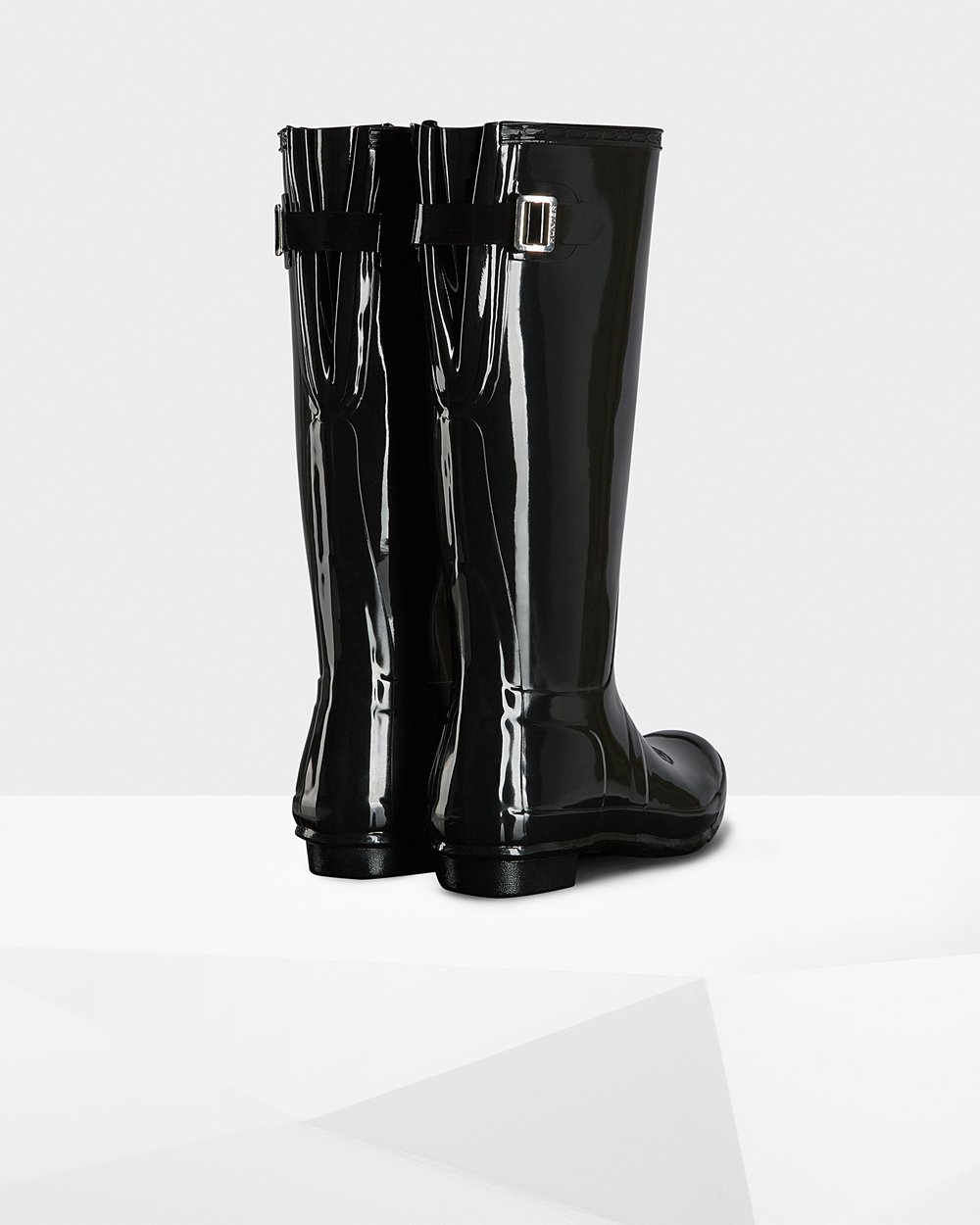 Botas De Altas Hunter Mujer Original Back Adjustable Gloss - Negras - Argentina 4328BJZXK